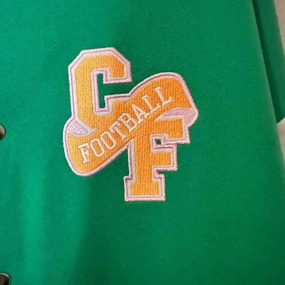 H&M Green Varsity Jacket with White Accents - Picture 3 of 7